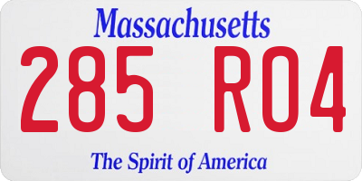 MA license plate 285RO4