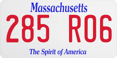 MA license plate 285RO6