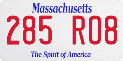 MA license plate 285RO8