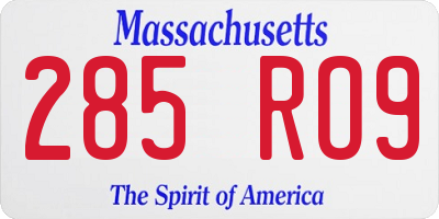 MA license plate 285RO9