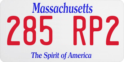 MA license plate 285RP2