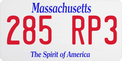 MA license plate 285RP3