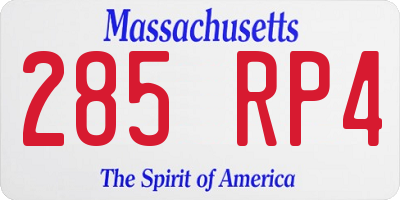MA license plate 285RP4