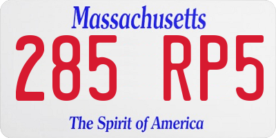 MA license plate 285RP5