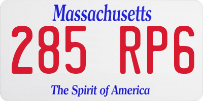 MA license plate 285RP6