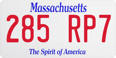 MA license plate 285RP7