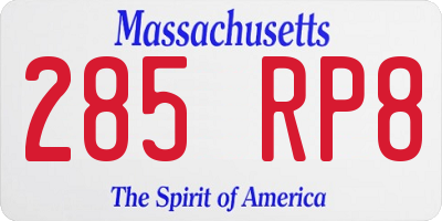 MA license plate 285RP8