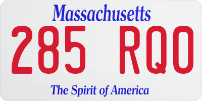 MA license plate 285RQ0