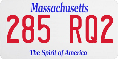 MA license plate 285RQ2