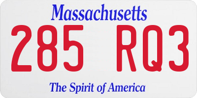 MA license plate 285RQ3