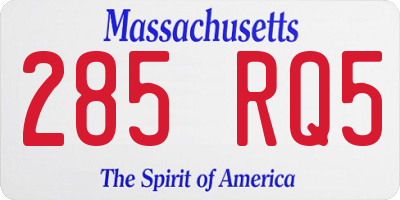 MA license plate 285RQ5