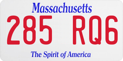 MA license plate 285RQ6