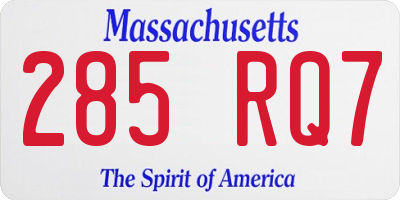 MA license plate 285RQ7