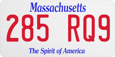 MA license plate 285RQ9