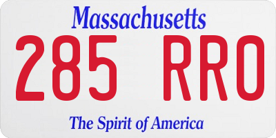 MA license plate 285RR0