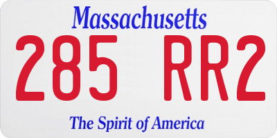 MA license plate 285RR2