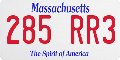 MA license plate 285RR3