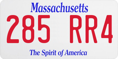 MA license plate 285RR4
