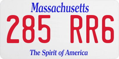 MA license plate 285RR6