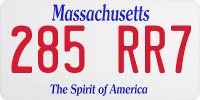 MA license plate 285RR7