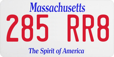 MA license plate 285RR8