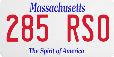 MA license plate 285RS0