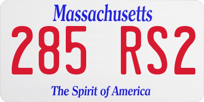 MA license plate 285RS2