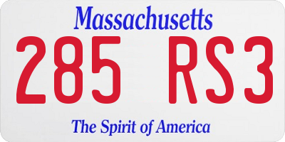 MA license plate 285RS3