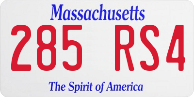 MA license plate 285RS4
