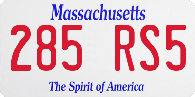 MA license plate 285RS5