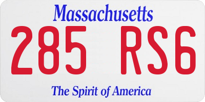 MA license plate 285RS6