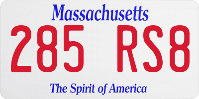 MA license plate 285RS8