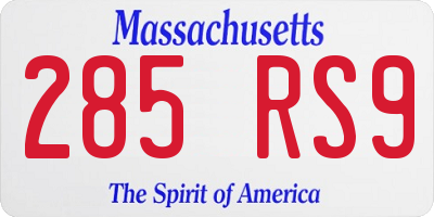 MA license plate 285RS9