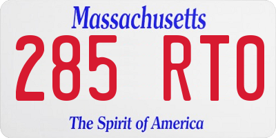 MA license plate 285RT0