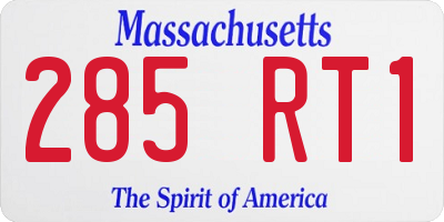 MA license plate 285RT1