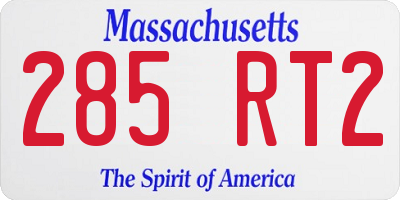 MA license plate 285RT2