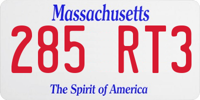 MA license plate 285RT3