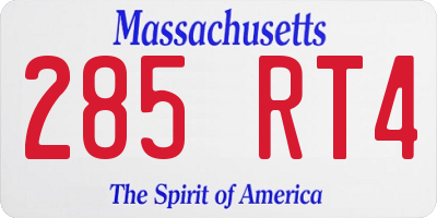 MA license plate 285RT4