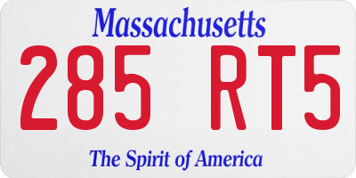 MA license plate 285RT5