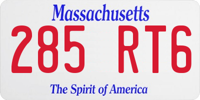 MA license plate 285RT6