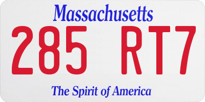MA license plate 285RT7