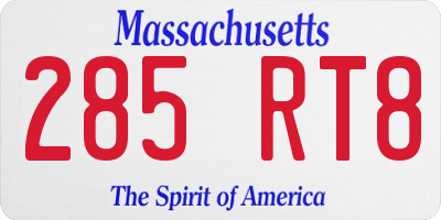 MA license plate 285RT8