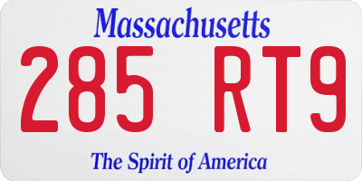 MA license plate 285RT9