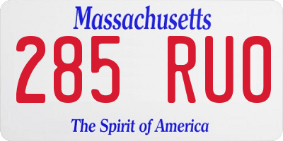 MA license plate 285RU0