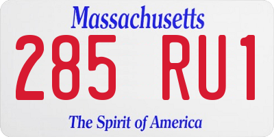 MA license plate 285RU1