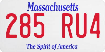 MA license plate 285RU4