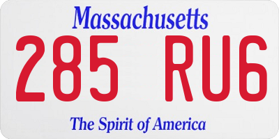 MA license plate 285RU6