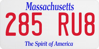 MA license plate 285RU8