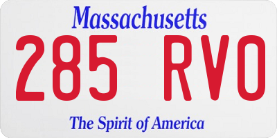 MA license plate 285RV0