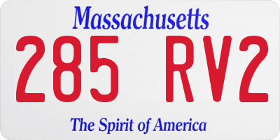 MA license plate 285RV2